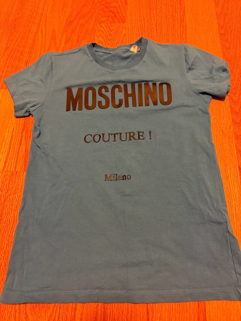 Moschino Blue Logo Tee with Black Lettering